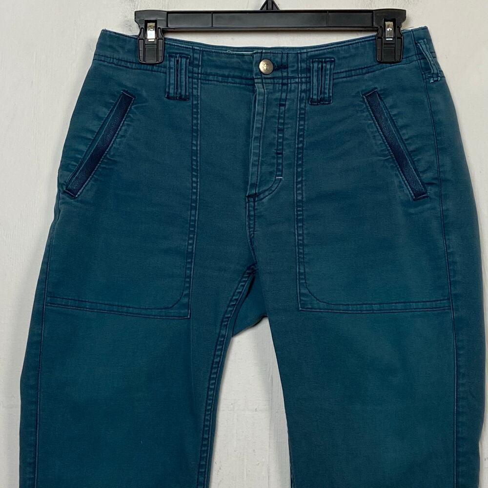 Anthropologie Pilcro Women's Teal Raw Hem Button Fly Ankle Utility Jeans Size 27 - Picture 3 of 11